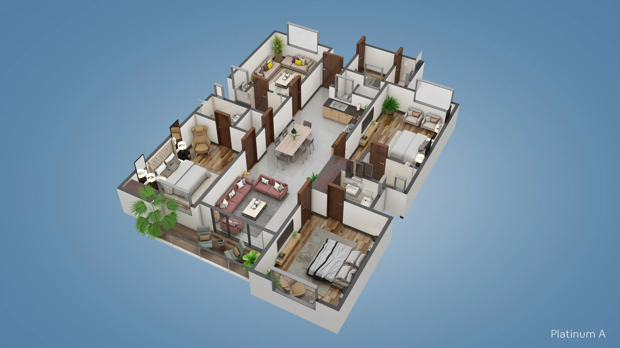 4 Bed Platinum-A floor plan - Narkin's Boutique Residency