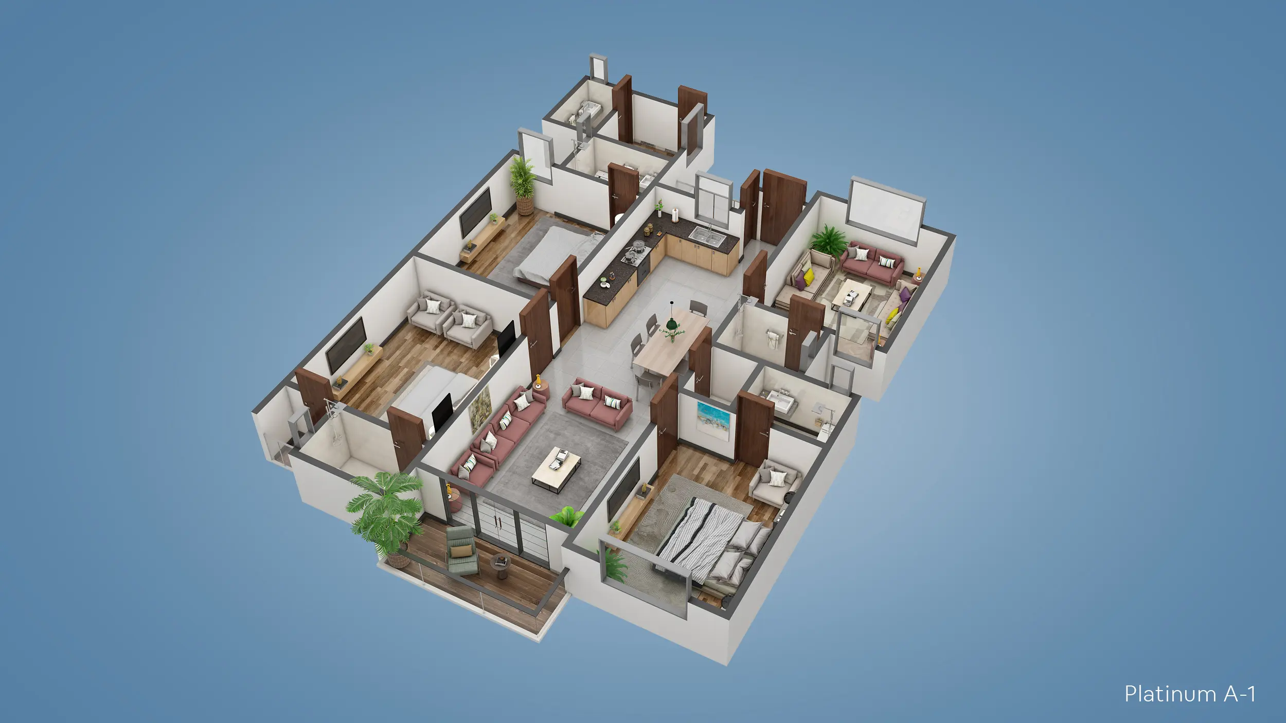 4 Bed Platinum A-1 Boulevard floor plan - Narkin's Boutique Residency