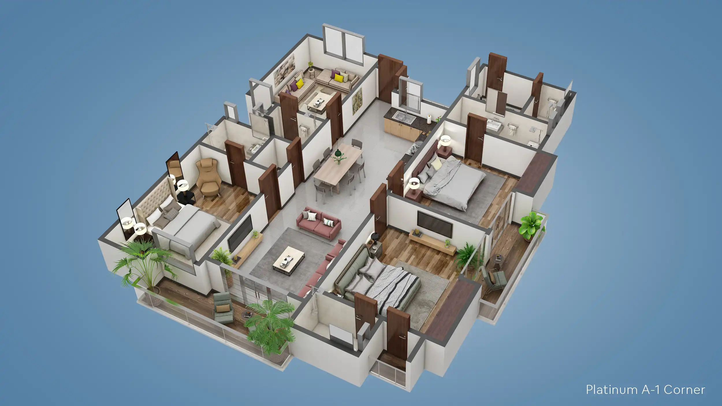 4 Bed Platinum A-1 Corner floor plan - Narkin's Boutique Residency