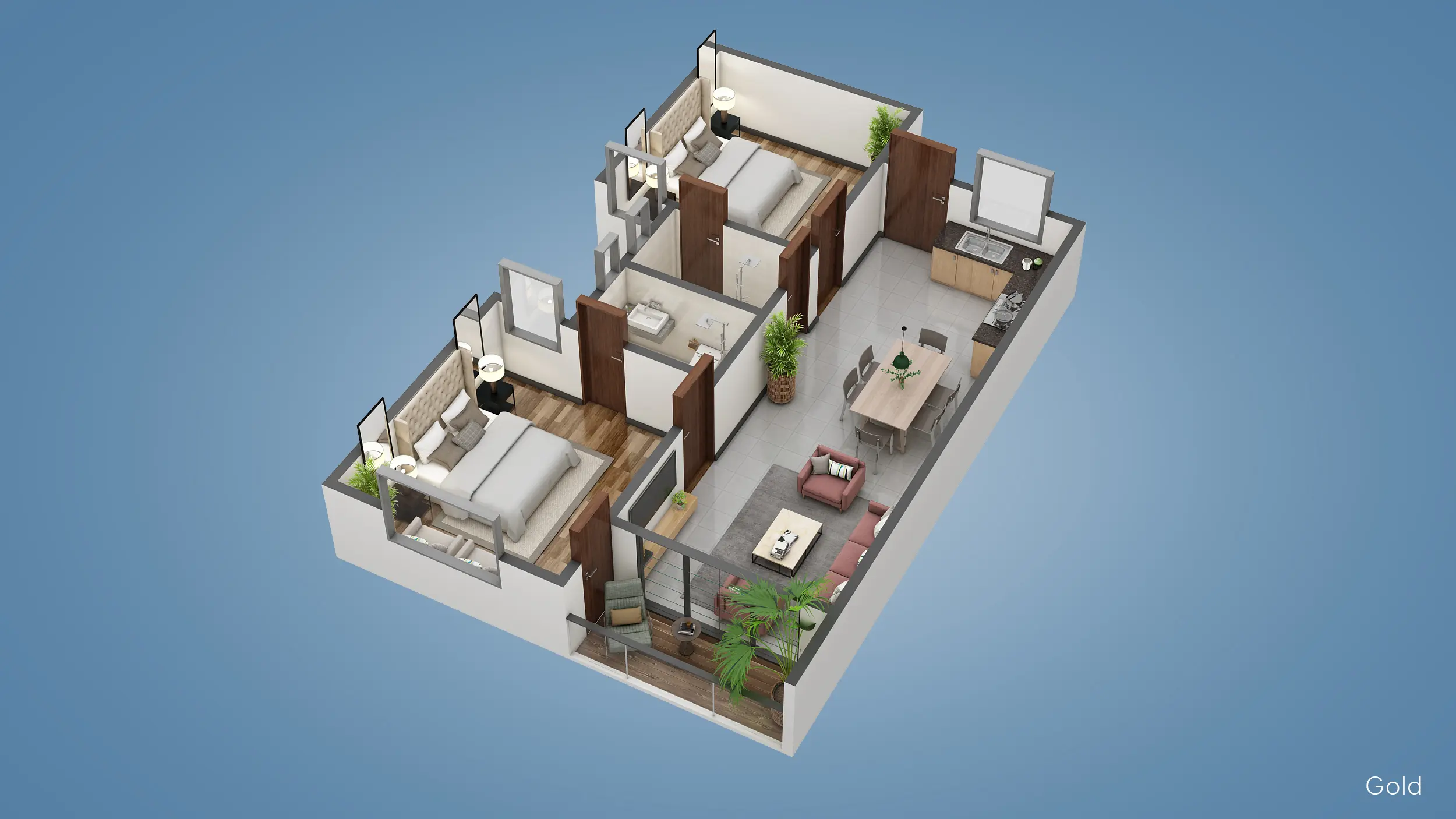 2 Bed Gold
