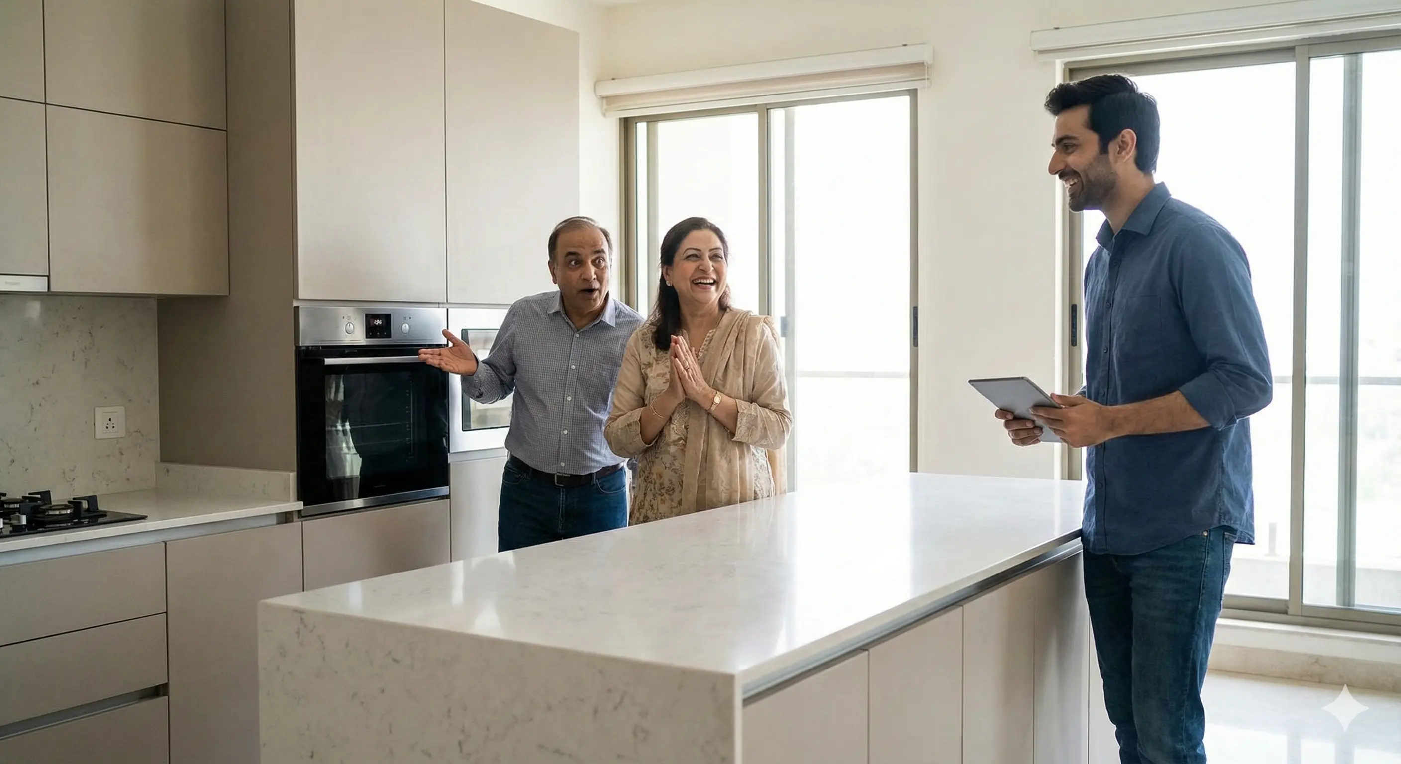 Hill Crest Residency modern kitchen with granite countertops and stainless steel appliances